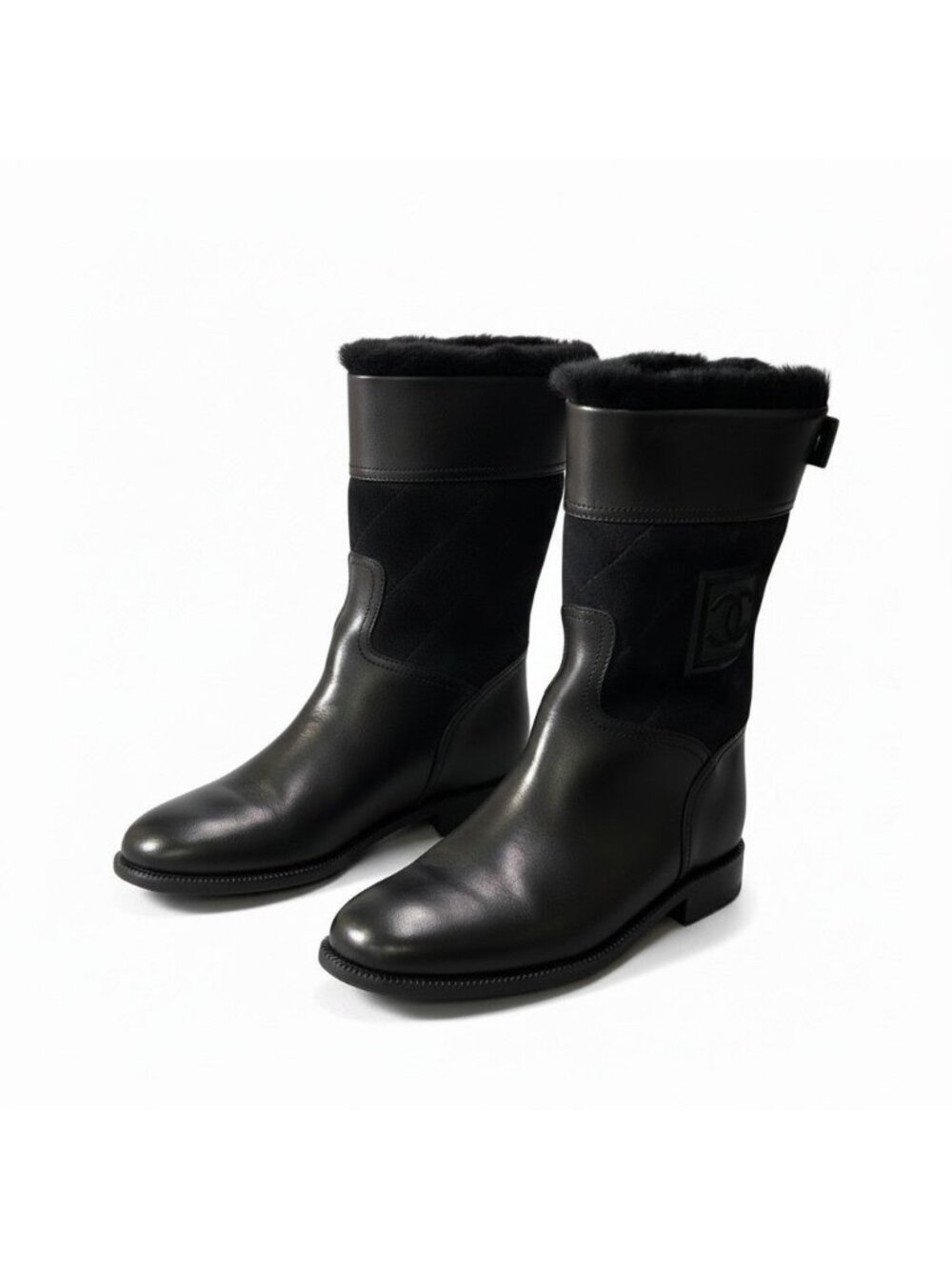 Chanel E8 Sports Back Zip Middle Boots CC Logo